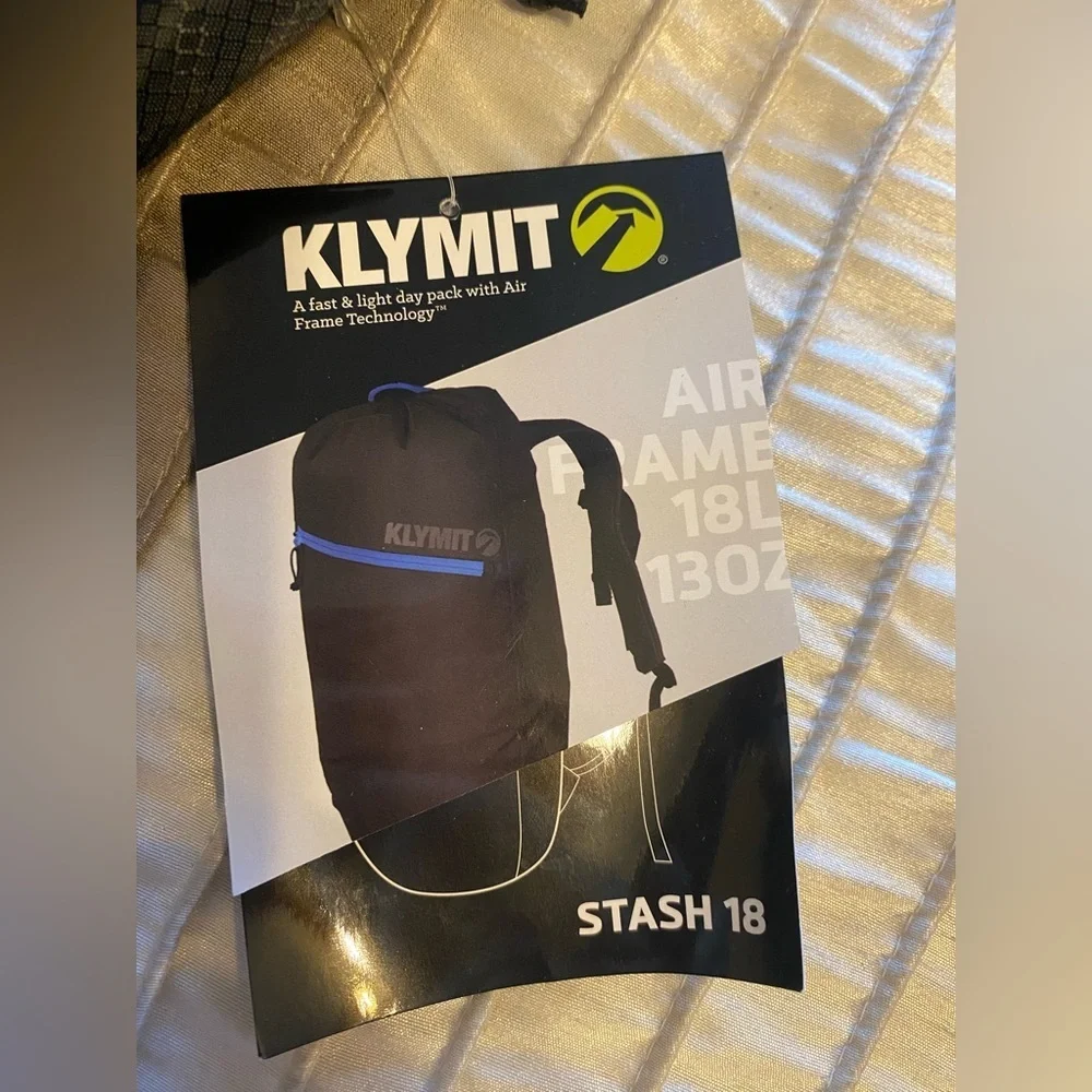 KLYMIT STASH 18-NEW-Daypack Backpack Hydration Pack Black Blue Air Frame. Unisex